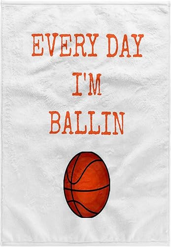 3D Rose Every Day im Ballin - Toalla de baloncesto con letras naranjas TWL_172351_1, 15 x 22 pulgadas, multicolor