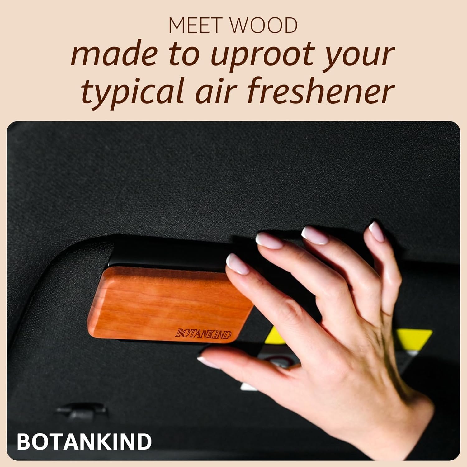 Car Air Freshener- Original Wood Air Freshener-Car Odor Eliminator for Visor Clip-Long Lasting Scent, Vehicle Scent Diffuser for Truck, SUV, Sedans - 4 pack Included 2 Clips (Teak-Amber-Cabana-Grove)