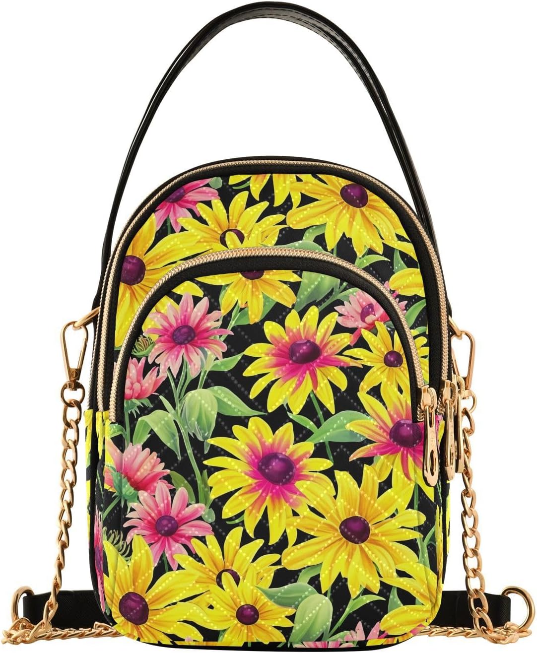 ODAWA Aesthetic Flower Yellow Quilted Crossover Bags for Women