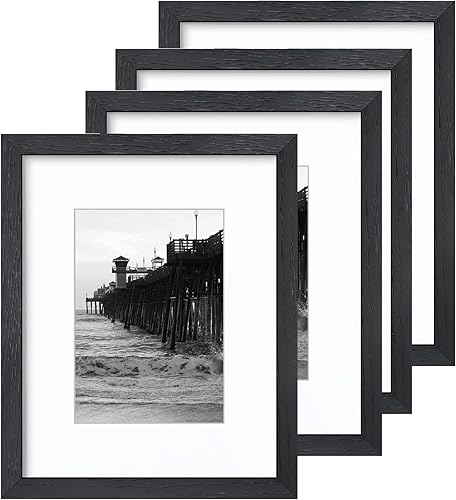 TKYGU Portarretratos negro de 8 x 10 pulgadas a marcos de 5 x 7 pulgadas, paquete de 4 piezas, en vidrio templado de alta calidad, material de