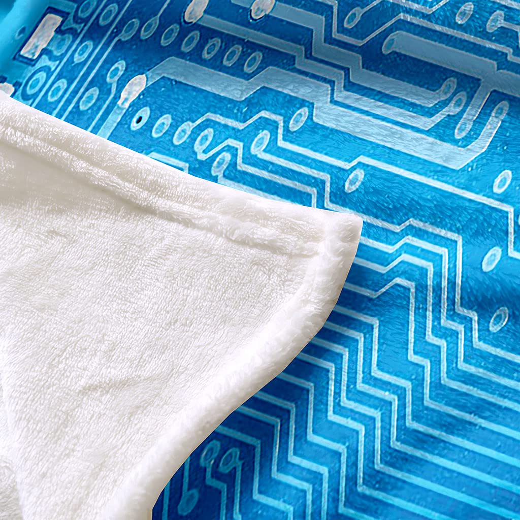 Coperta Letto Matrimoniale Coperta Di Flanella In Microfibra 180X220Cm Schema Elettrico Blu Stampata Motivo Coperte Divano Inverno Pelose Per Bambini/Adulti Decorazione Per La Casa