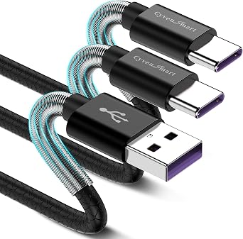 CyvenSmart USB Type C Cable 1ft, [2 Pack] USB A 2.0 to USB-C Fast Charger Durable TPE Cord Compatible with Samsung Galaxy A10/A20/A51/S10/S9/S8 Plus/Note 9/8,LG V50 V40 G8 G7 Thinq-Black