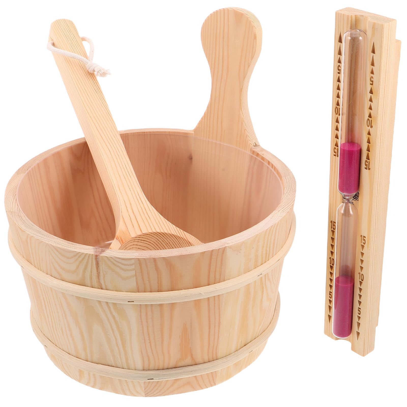 YARNOW Badeeimer 4l mit Ergonomischem Griff, 1 Satz für Sauna | Naturmaterial, Beige, Leicht zu Tragen mit Stabilem Henkel, Passend für Bad und Zuhause
