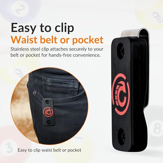 Magnetic Chalk Holder Belt Clip with 4 Metal Pool Chalk Holders