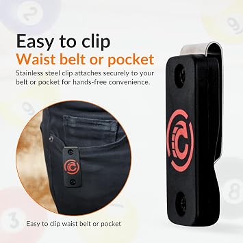 Magnetic Chalk Holder Belt Clip with 4 Metal Pool Chalk Holders
