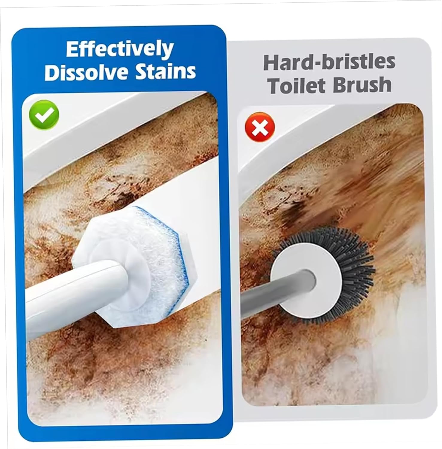 Disposable Toilet Brush with 10 Refill Pads, Ergonomic Toilet Brush with Replacement Heads and Holders 360 Degree Cleaning for Bathtub Sink Wash Basin image 3