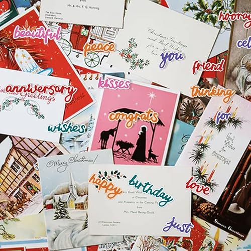 Miniatura 5 de ORIGACH 28 piezas de troqueles de corte de palabras de sentimientos, palabras de sombras, plantillas de corte de metal, plantilla de estampado para