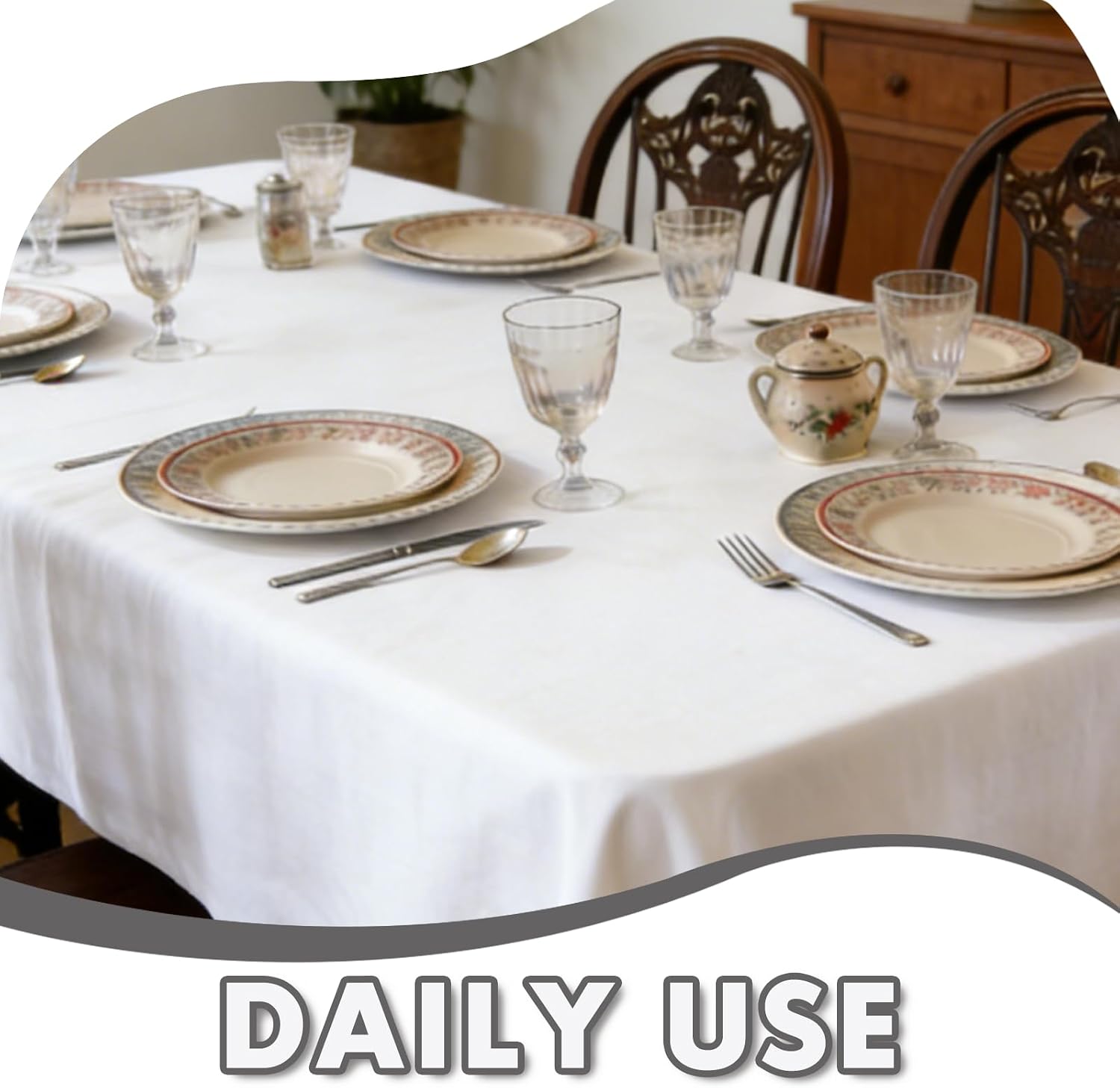 White Plastic Tablecloth 3 Packs 54 x 108 Inch Disposable Table Cloth