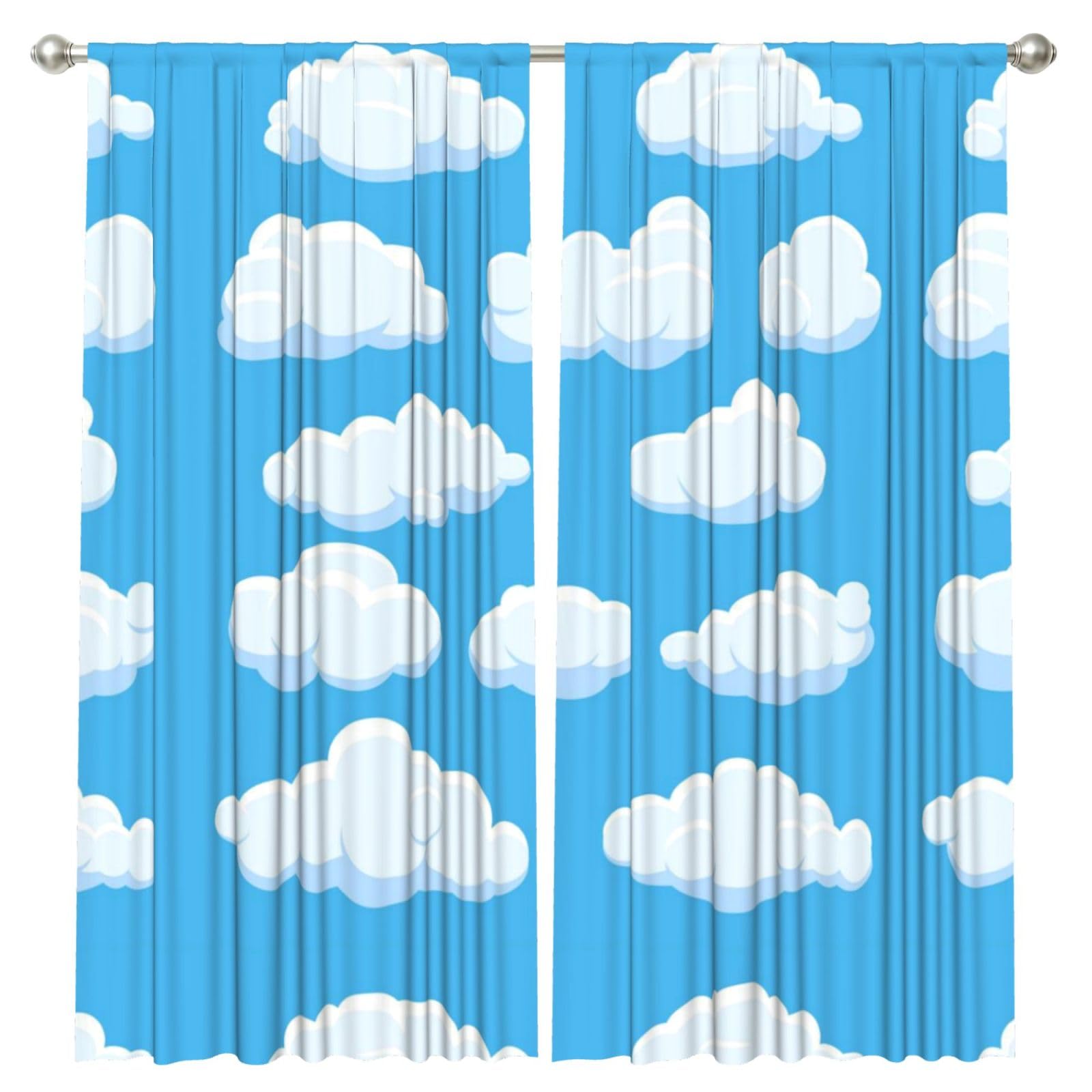 InOmak Clouds On Blue Sky, 2 Panels Window Curtains 52 x 84 Inch Blackout Curtains for Living Room Bedroom