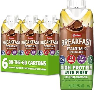 Carnation Breakfast Essentials High Protein Ready-to-Drink, Rich Milk Chocolate, 8 FL OZ Bottle (Pack of 6)