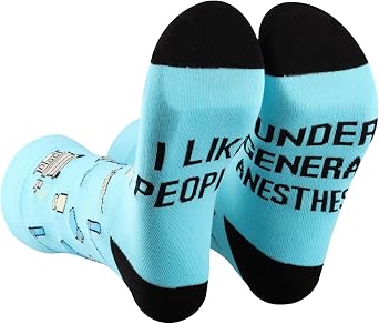 PXTIDY 2 Pairs Anesthesia Socks Anesthesiologist Gift Anesthesia Tech Gift Anesthesia Tech Week Gift Nurse Anesthesia Gifts