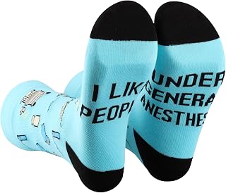 PXTIDY 2 Pairs Anesthesia Socks Anesthesiologist Gift Anesthesia Tech Gift Anesthesia Tech Week Gift Nurse Anesthesia Gifts