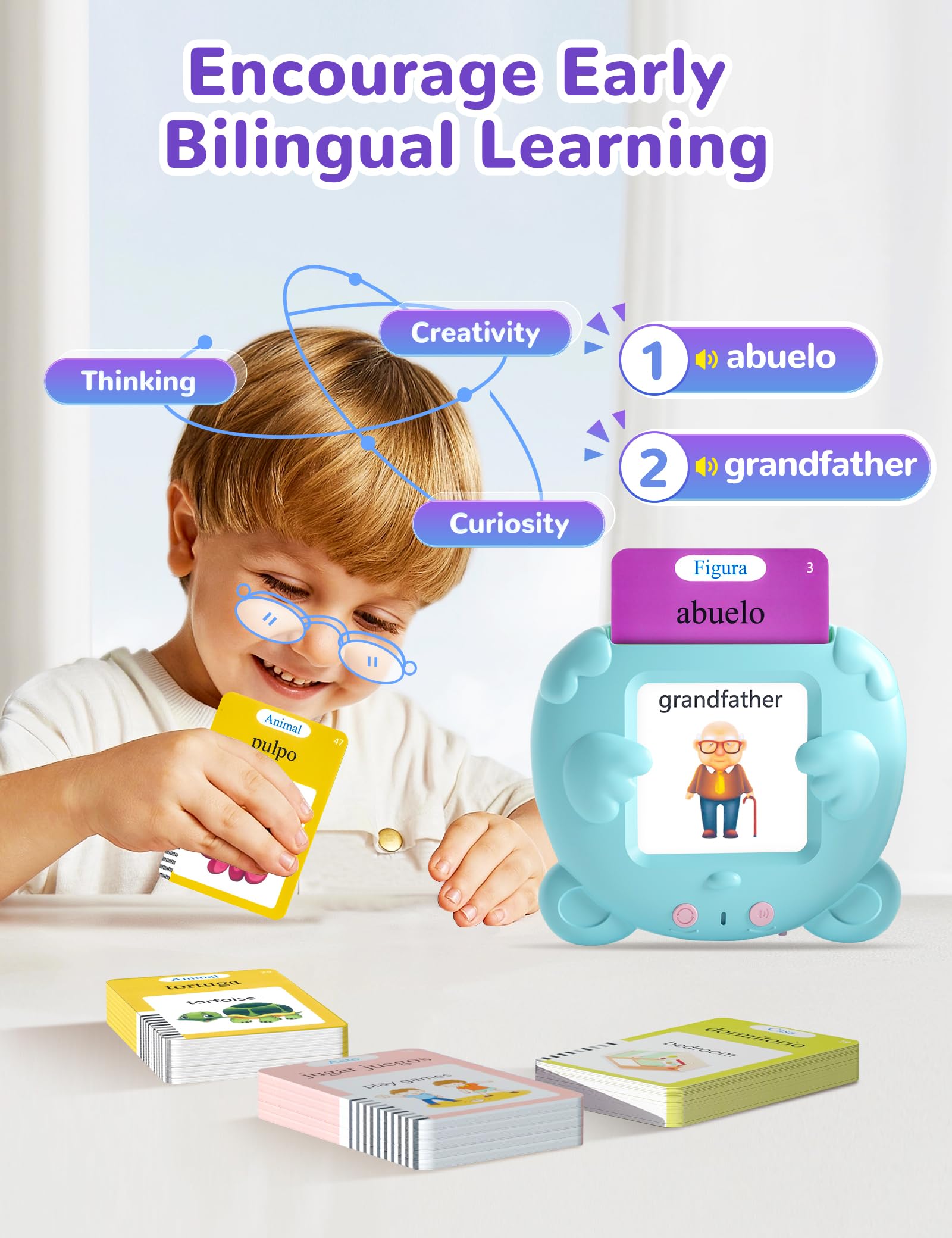 Tarjetas didácticas parlantes en español e inglés para niños pequeños, 510 palabras visuales, juguetes de aprendizaje bilingüe para niños, juguetes de terapia del habla de bolsillo para autismo 6