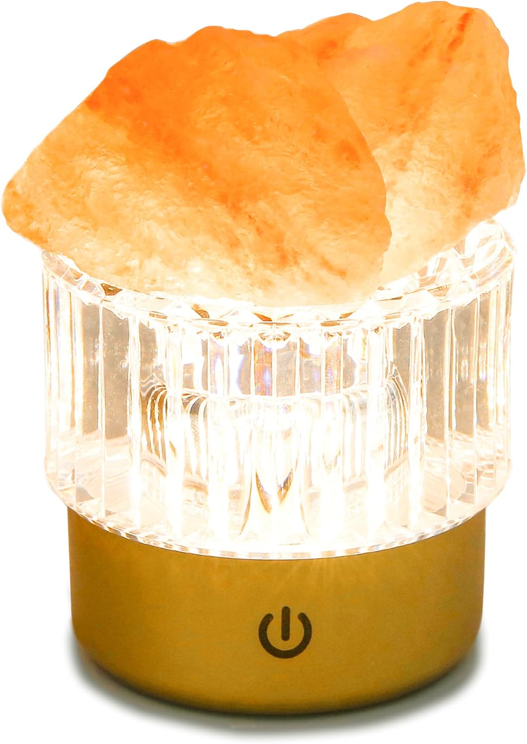 MYDAYS&DESIGN Salt Lamp Natural Pink Crystal Himalayan Salt Rocks, LED Light Dimmer with 3 Levels Cordless, Crystal Lamp Night Light Rechargeable for Room Home Decor Relaxation Ambiance