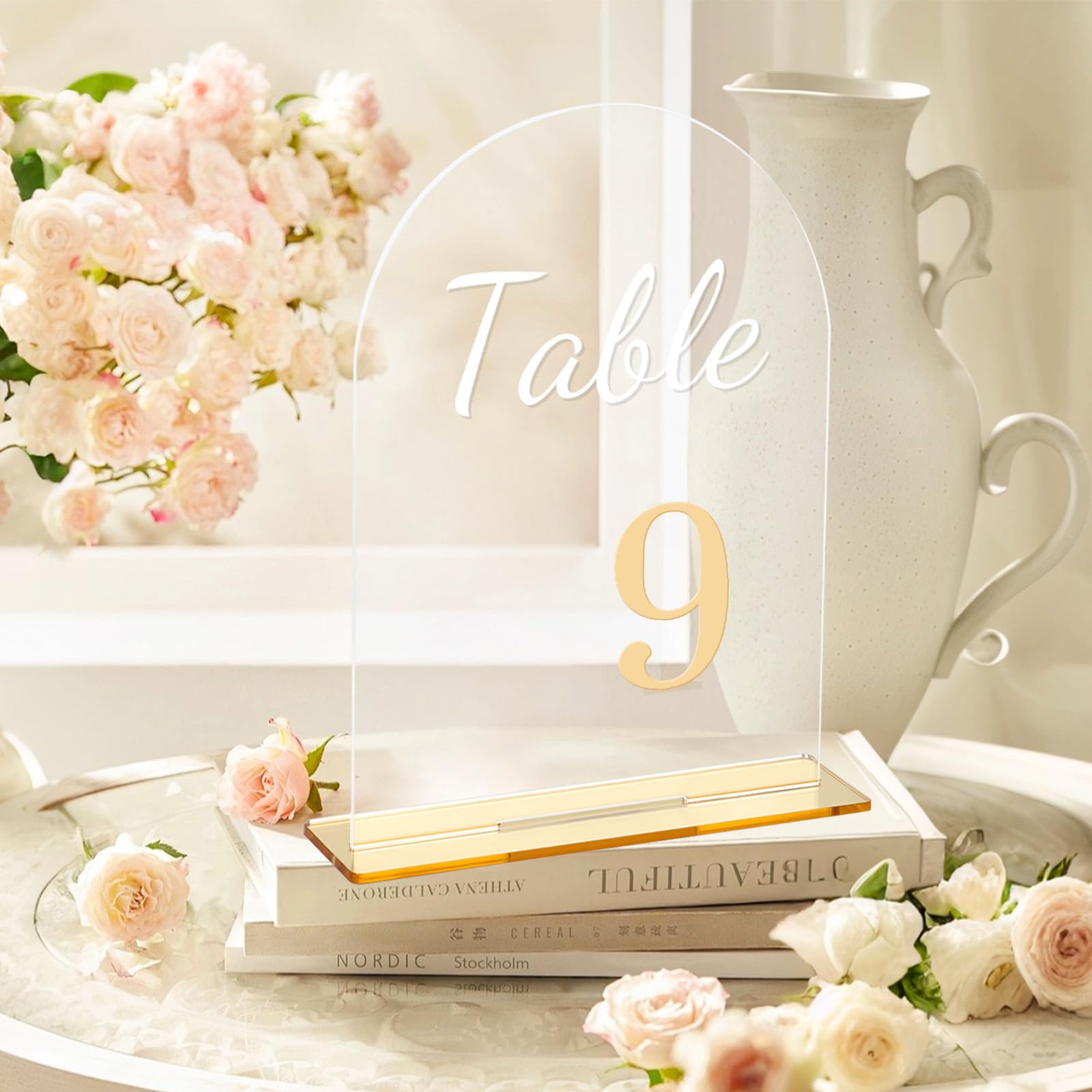 Lot de 20 numéros de table en acrylique transparent - 14 x 17,8 cm - Réutilisables - Chiffres de 1 à 20 - Pour mariage, fête, anniversaire - Décoration de table