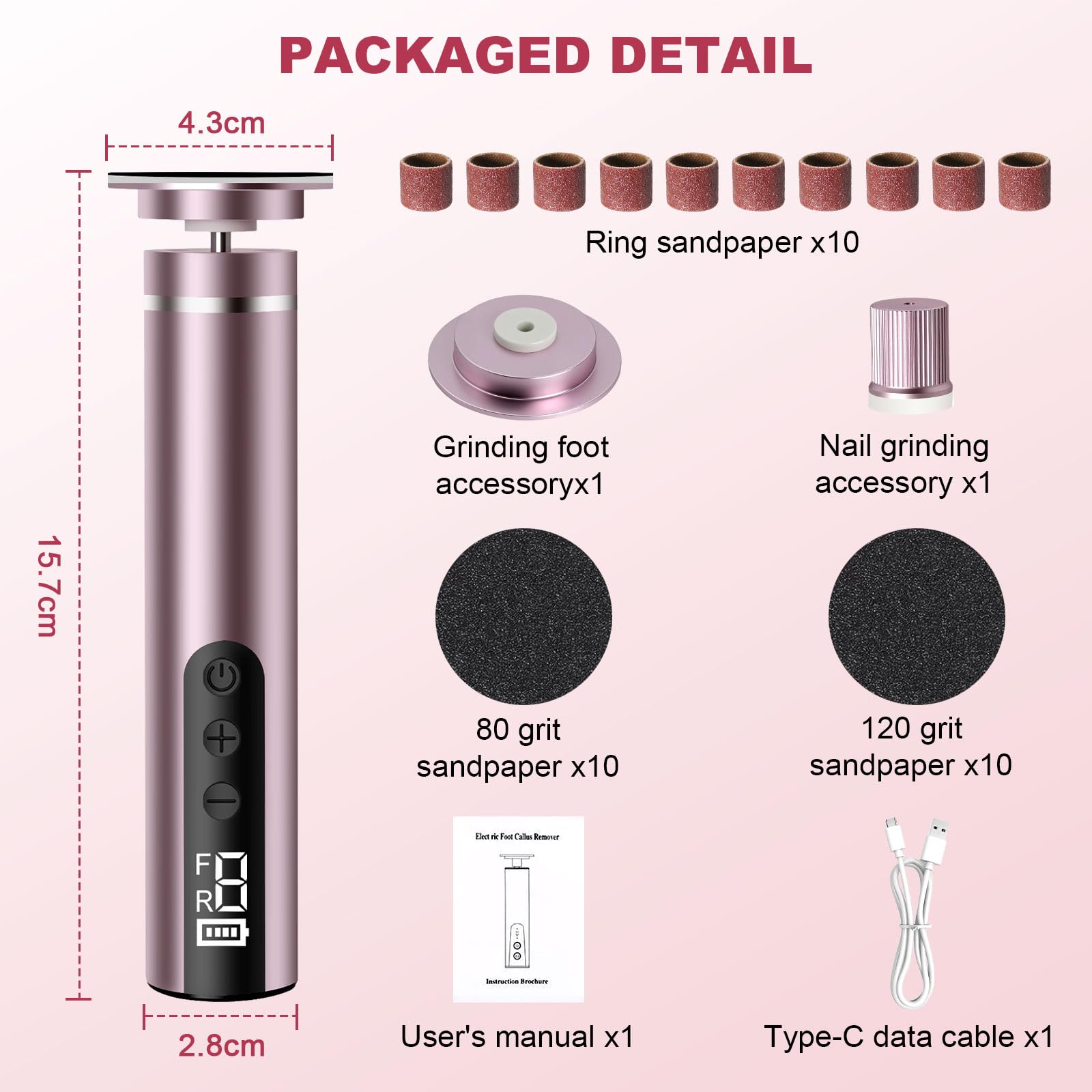 Hornhautentferner Elektrisch, 2 in 1 Elektrischer Hornhautentferner für Füße & Nagelpflege mit LCD Display und 9 Stufens, Wiederaufladbare Foot Glow Hornhaut Entferner für rissige Fersen,Hornha