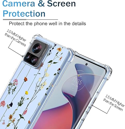 Miniatura 2 de OEURVQO Funda para Moto Edge X30 Pro Edge 30 Ultra transparente con patrón de flores de TPU suave, a prueba de golpes, antiarañazos, funda