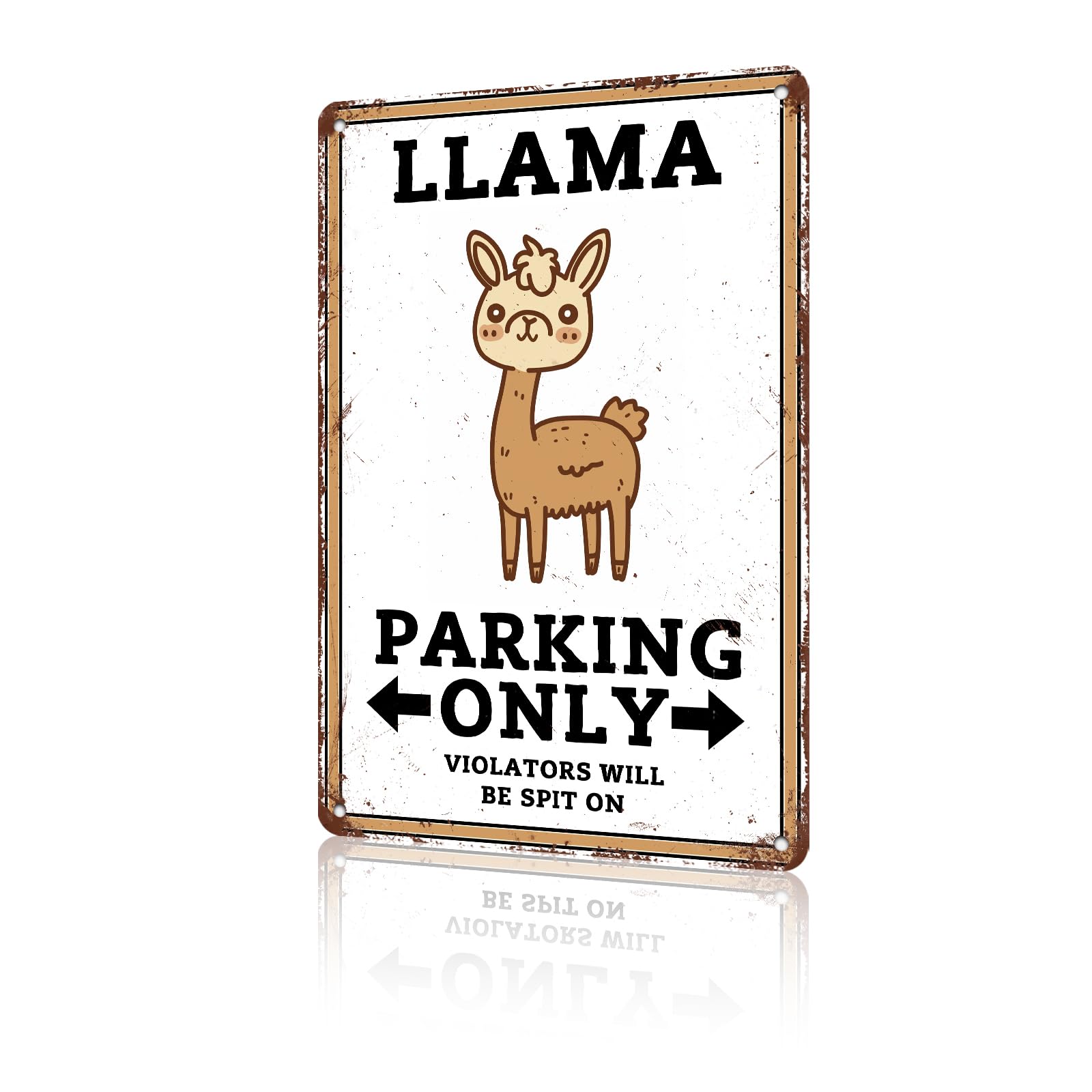 Anceky Funny Metal Tin Signs Llama Parking Only Sign Vintage Wall Decor for Home Backyard Garage Plub Cafe 12×16 Inch