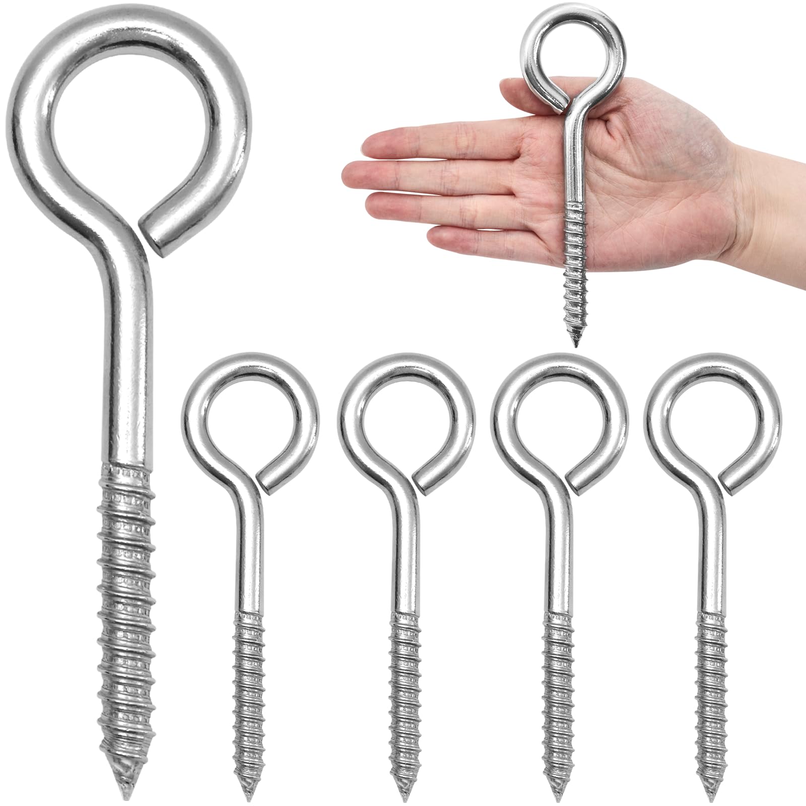 Stainless Steel Screw Eyes - 10 Pack, Heavy Duty -18