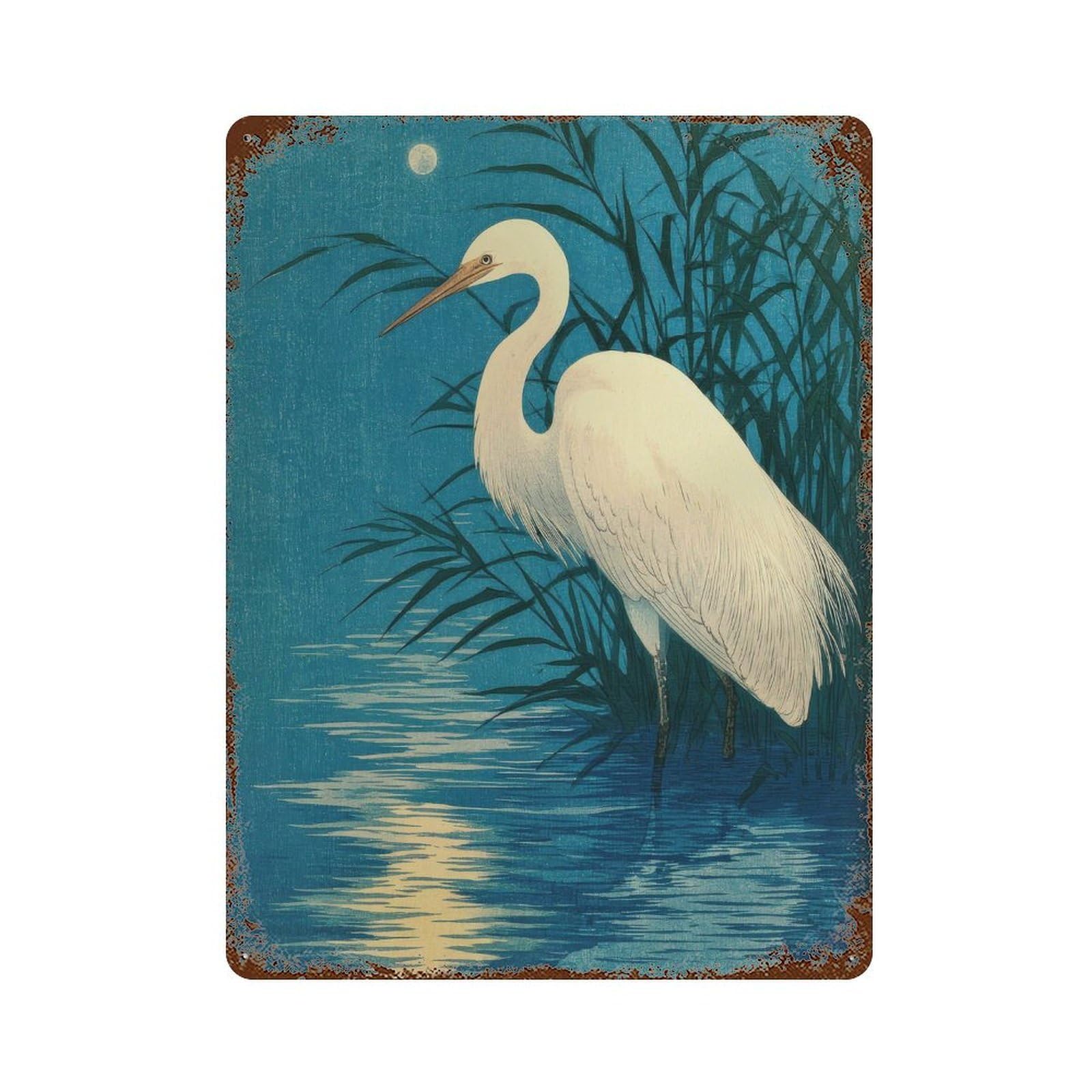 xiaoxiaoshen Egret Bird. Japanese Ukiyo Wall Decor Art Metal Tin Poster Modern Home Decor Art Home Bar Shop Decorations Vintage Sign 40x30cm