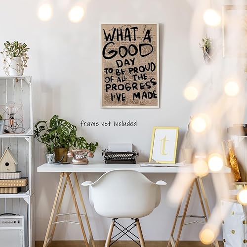 Miniatura 5 de Periódico retro What a good day to be provd of all the progress, l've madePóster estético vintage de los años 70 a la moda para habitación de