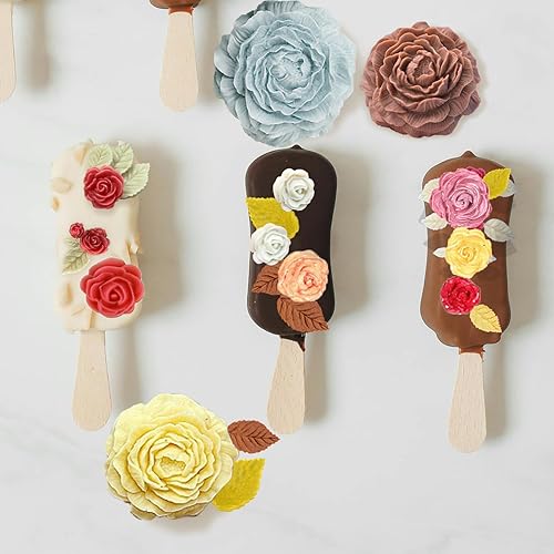 Miniatura 8 de 8 moldes de peonía de cuatro tamaños grande + mediano + pequeño + extra pequeño + molde de silicona para hojas de peonía, molde de rosa con aguja