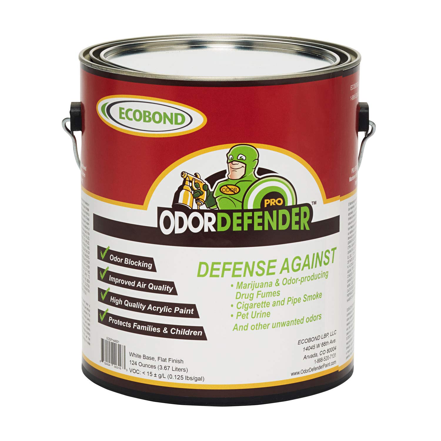 ECOBOND Odor Defender 1- Gal Smoke Odor Eliminator & Odor Blocking Paint.  Eco-Friendly Paint Designed to Seal & Block Odors & Fumes from Cigarette &  Pot Smoke