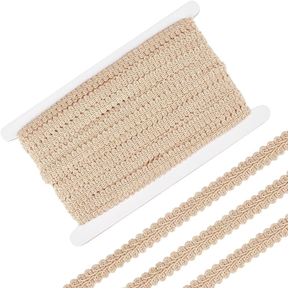 21.87 Yards Gimp Braid Trim 1/2 Inch Wide Centipede Lace Ribbon Sewing Decorative Gimp Ribbon Embellishments Clothes Accessories for DIY Sewing Crafts Pillowcase Hat Decoration Tan