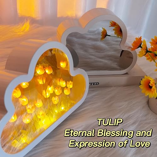 Miniatura 2 de Lámpara de tulipán de nube, espejo de tulipán de nube, luz nocturna de tulipán de bricolaje, 20 flores, lámparas de flores para dormitorios, niños,