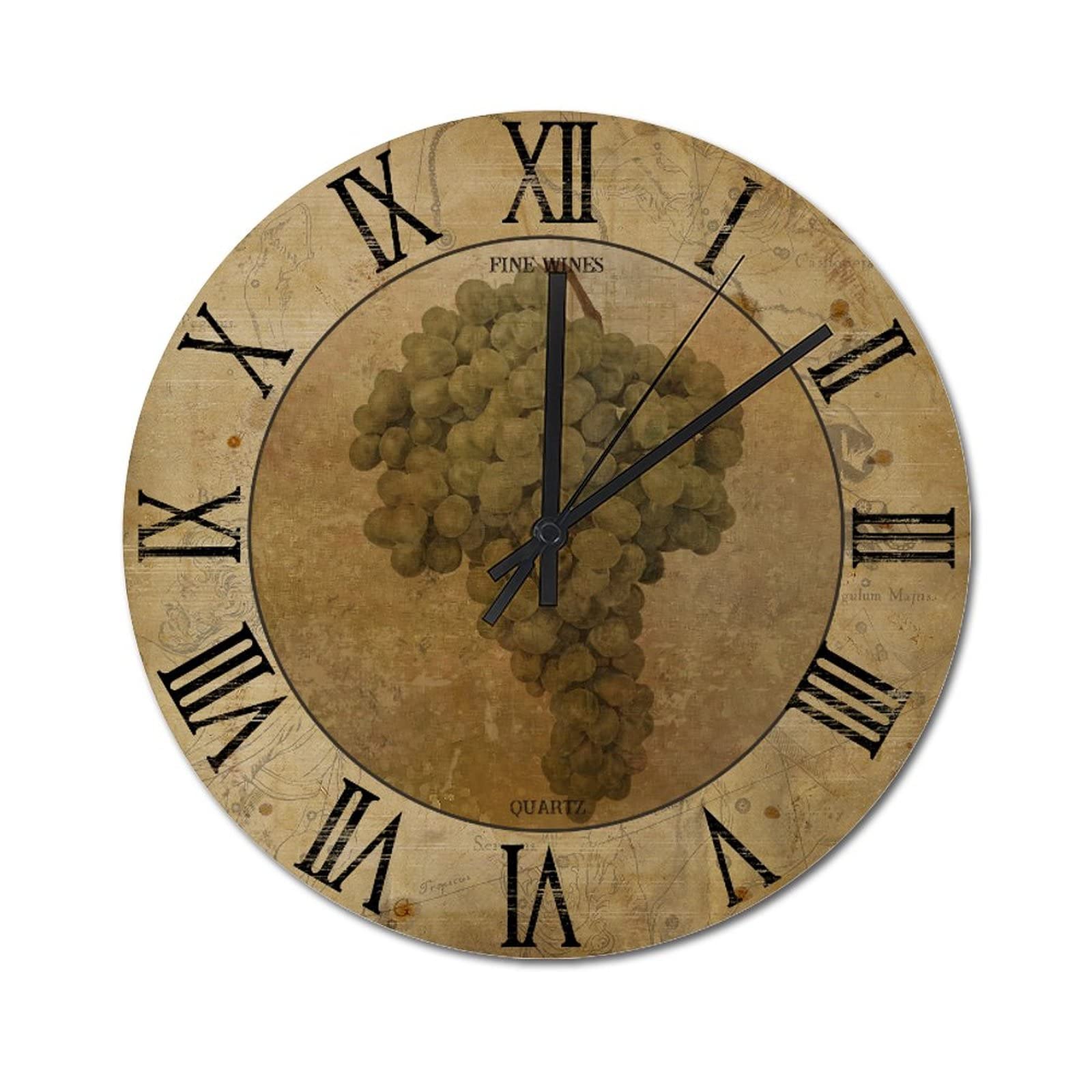 Horloge à vin rétro décorative grand format à piles pour salon et cuisine