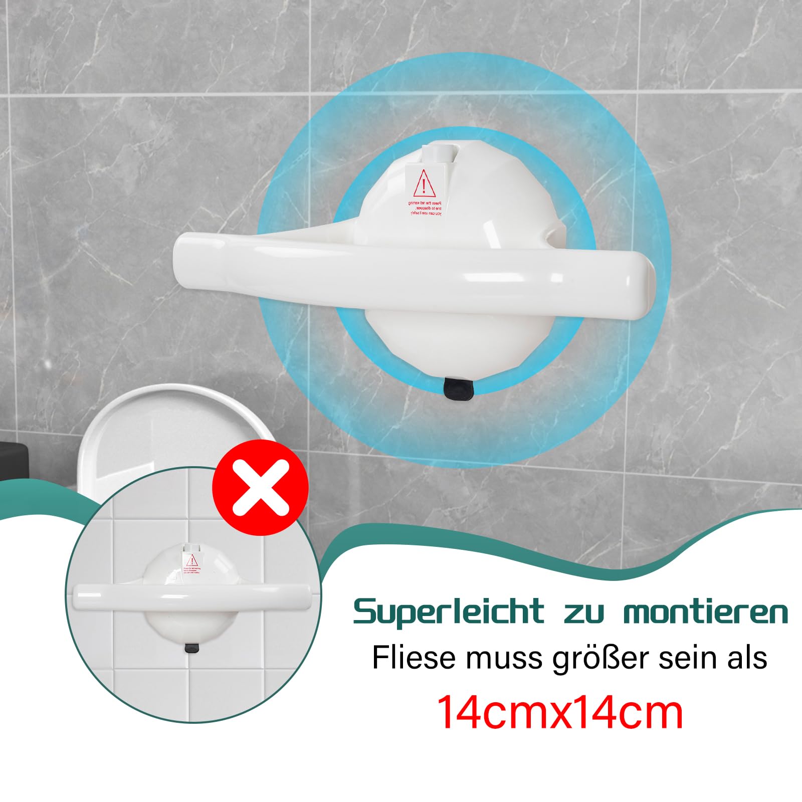 OUUTMEE 2 sztuki uchwyt prysznicowy z przyssawką dla seniorów, uchwyt prysznicowy bez wiercenia, okrągła przyssawka, mocna przyczepność, odpowiedni dla uchwytów prysznicowych w łazience dla osób