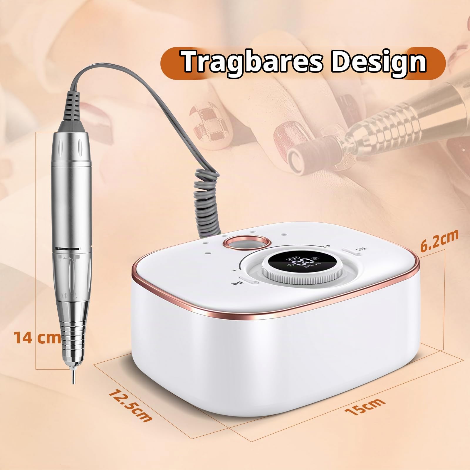 CIVPOWER Nagelfräser für Gelnägel: Professionelle 35000 U/Min Elektrische Nagelfräser mit 4000mAh Akku - 13 in 1 Nagelfeile Fräser Maniküre Pediküre Set