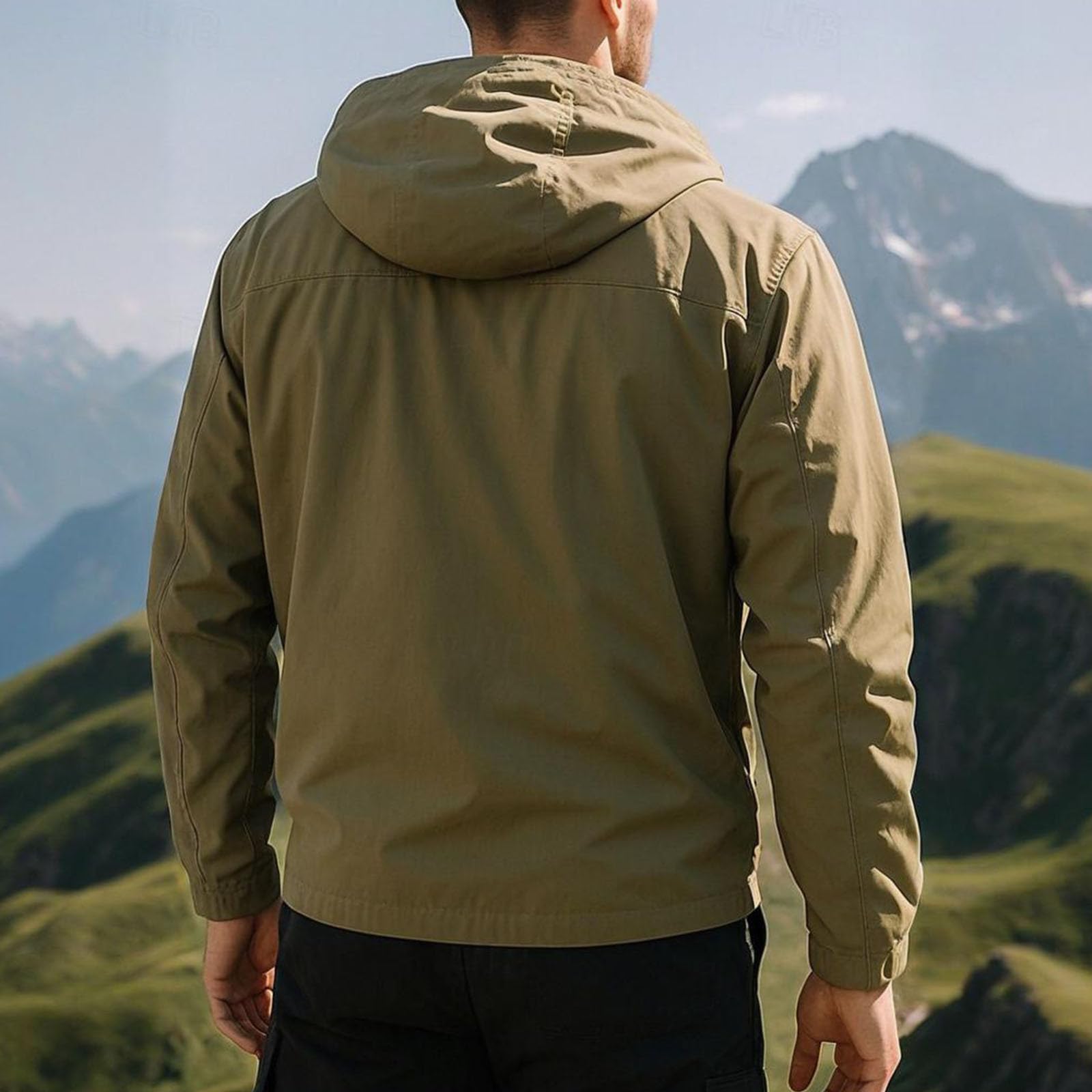 Generisch Wasserdichte Arbeitsjacke Männer Plus Größe Atmungsaktive Outdoor Softshelljacke mit Mehreren Taschen Langen Ärmeln und Reißverschluss Übergangsjacke zum Wandern Laufen