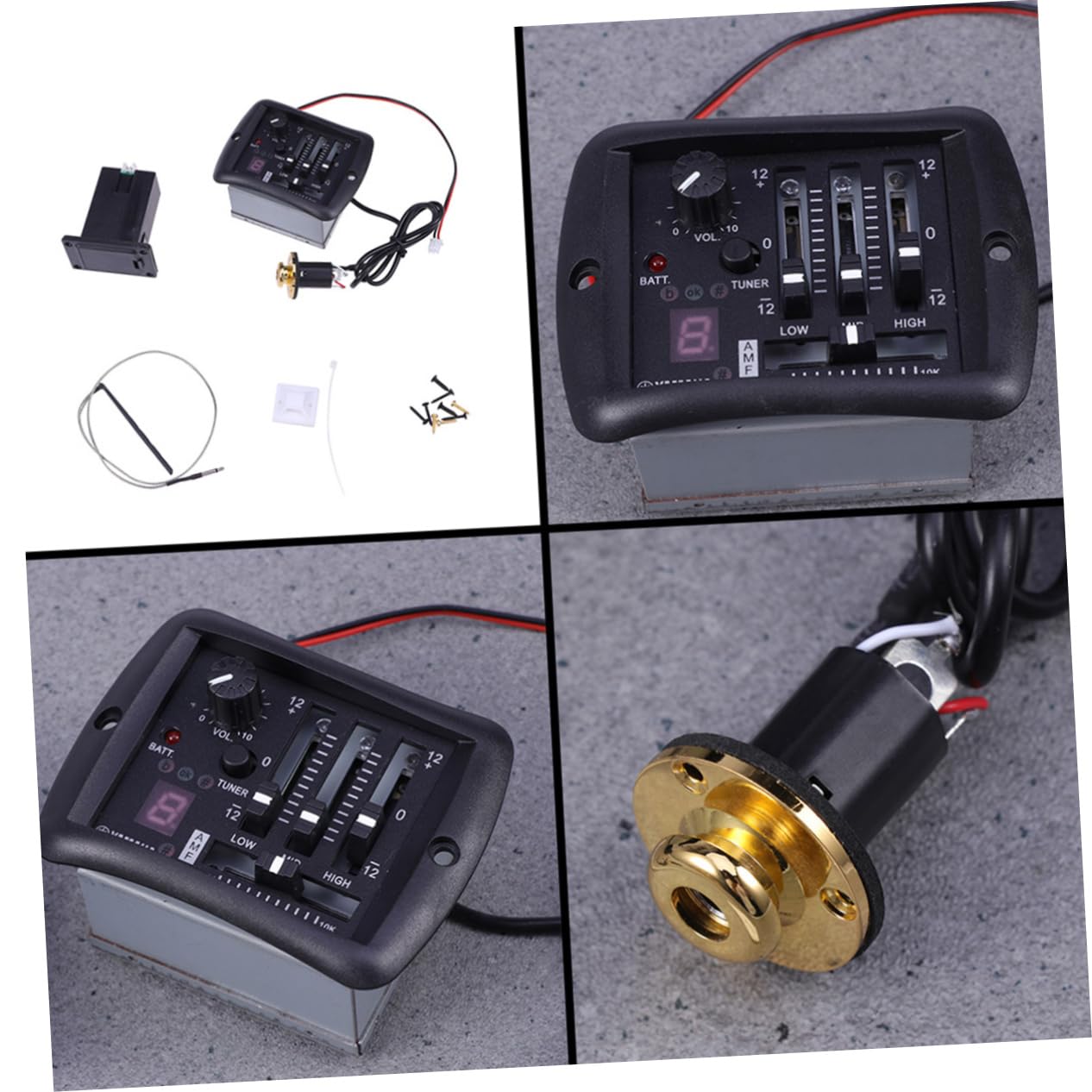Toddmomy Preamplificador de Guitarra Acústica con Ecualizador de 3 Bandas Negro, Control de Volumen y Rango de Captación, Material Plástico y Metal, Adecuado para Guitarra Acústica