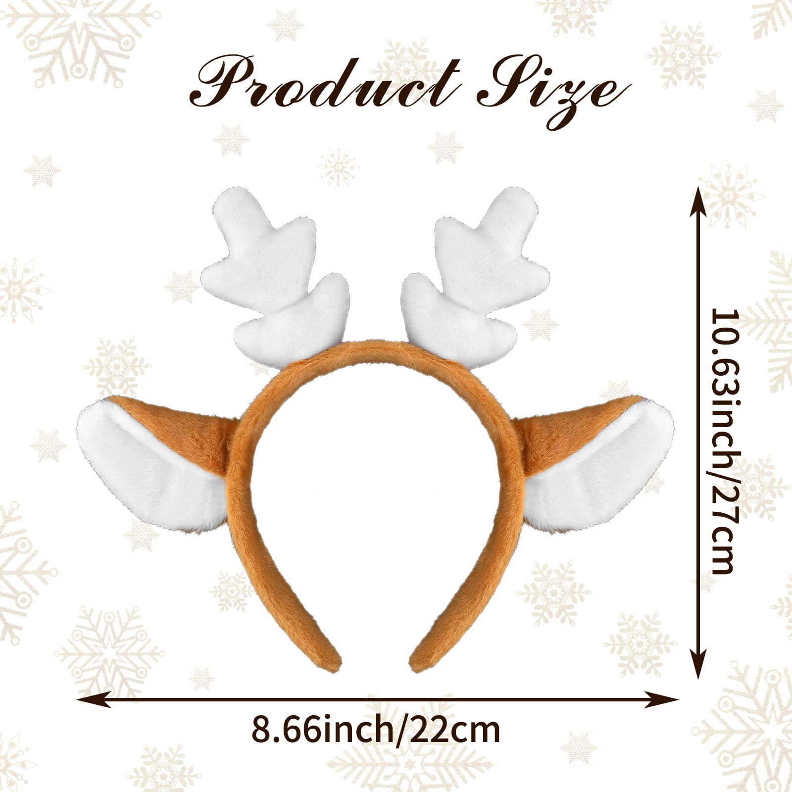 WLLHYF Reindeer Christmas Headbands Reindeer Antlers Xmas Hairband for Kids Adults Cute Headwear Headbands for Party Festive Photos Booth Women Girls Custome Cosplay Hair Accessories