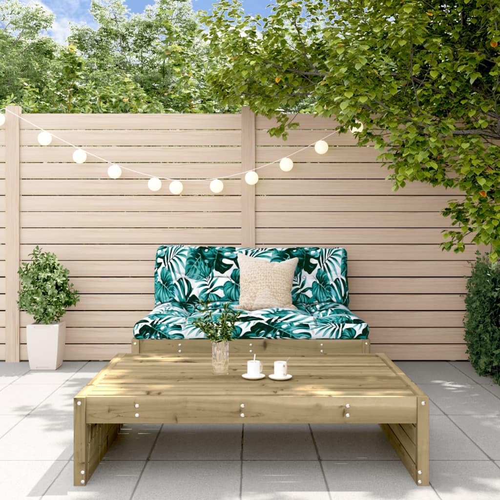 Salon de jardin 2 pièces en pin imprégné avec coussins pour extérieur