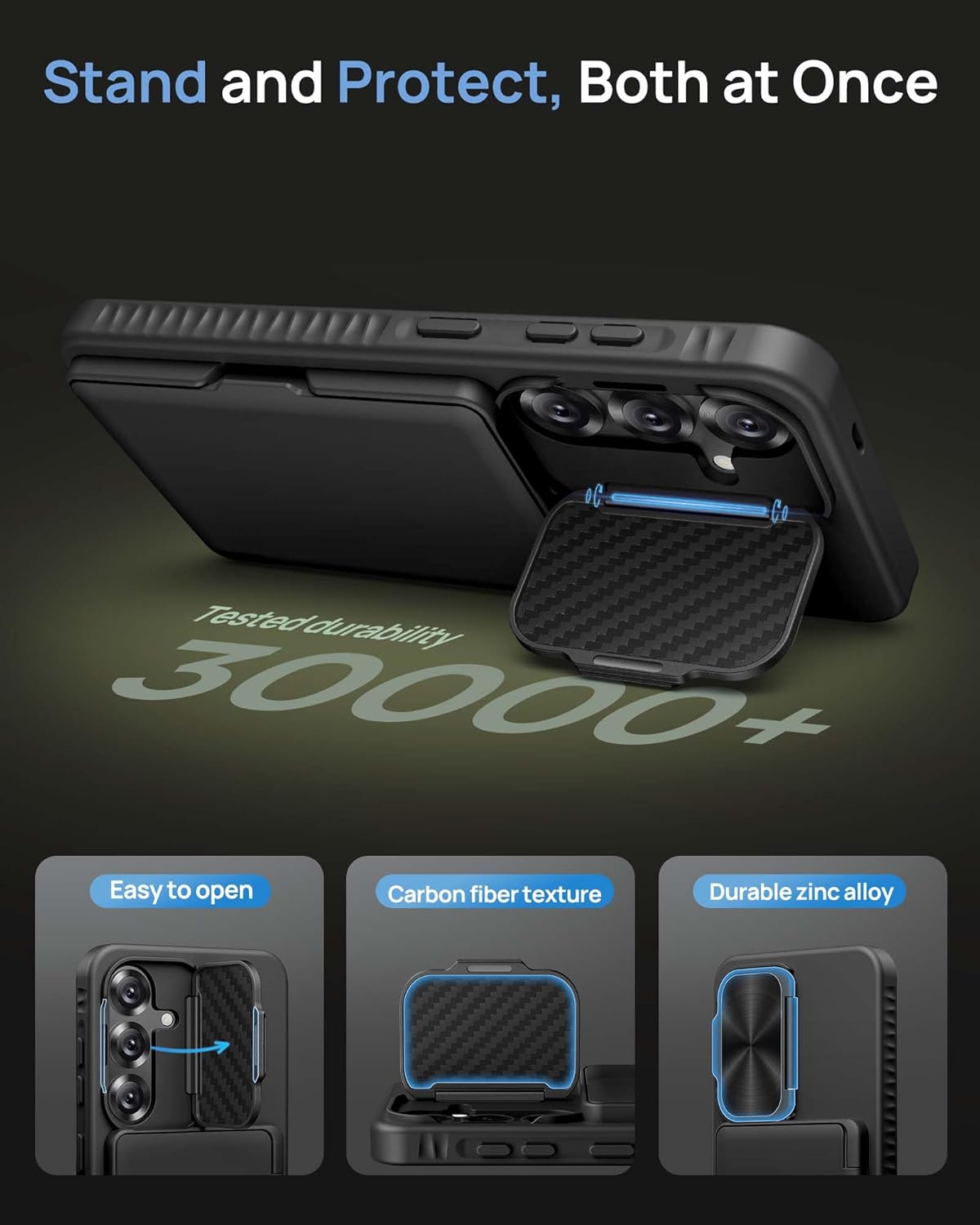 for Samsung Galaxy S25 Case Wallet, Built-in Stand & Card Holder & Camera Cover, Full Body Protective Rugged Multifunctional Wallet Kickstand Phone Cover Case for Samsung S25 6.2" 2025, Black - Image 5