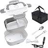 Nico Electric Lunch Box , Portable 2 In 1 Lunch Boxes Food Heater for Car Truck Office, Removable 304 Stainless Steel Food Warmer Container,SS fork & spoon and Carry Bag Dark Gray
