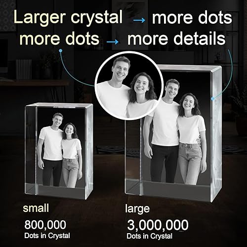 Miniatura 3 de Foto de cristal 3D, marco rectangular de fotos de cristal, regalos de cumpleaños para hombres y mujeres, día de San Valentín, novio y novias,