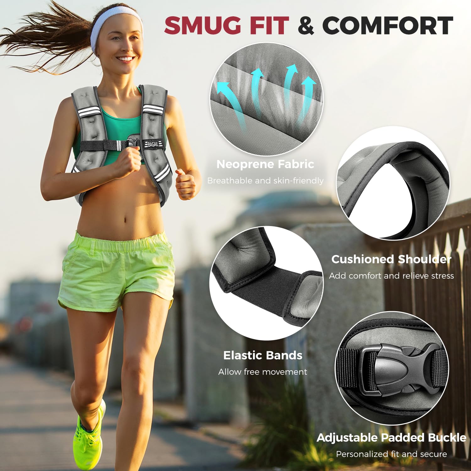 BAGAIL Weighted Vest 12lb, Gray