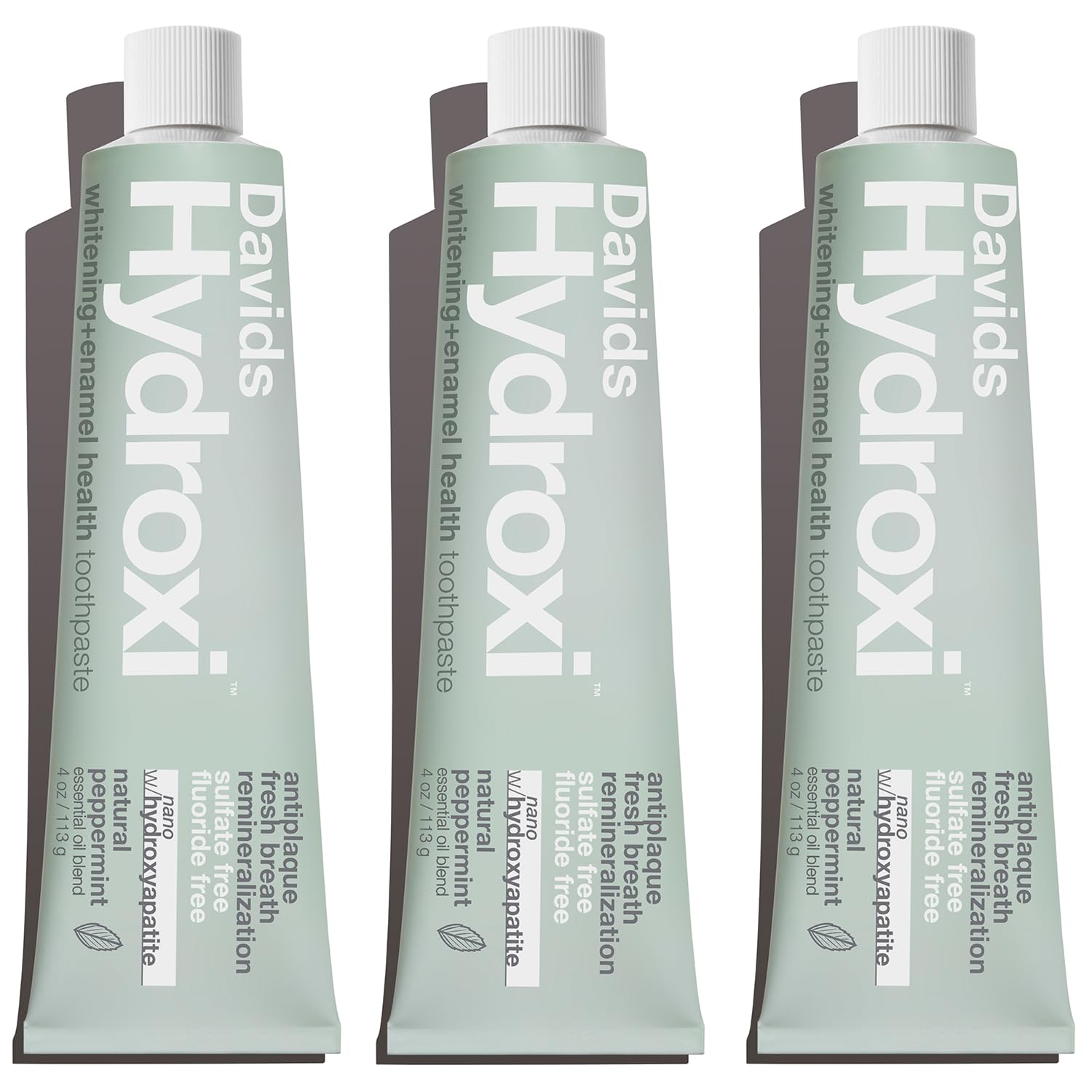 Davids Nano Hydroxyapatite Remineralizing Antiplaque Whitening Mint 4oz 3pk