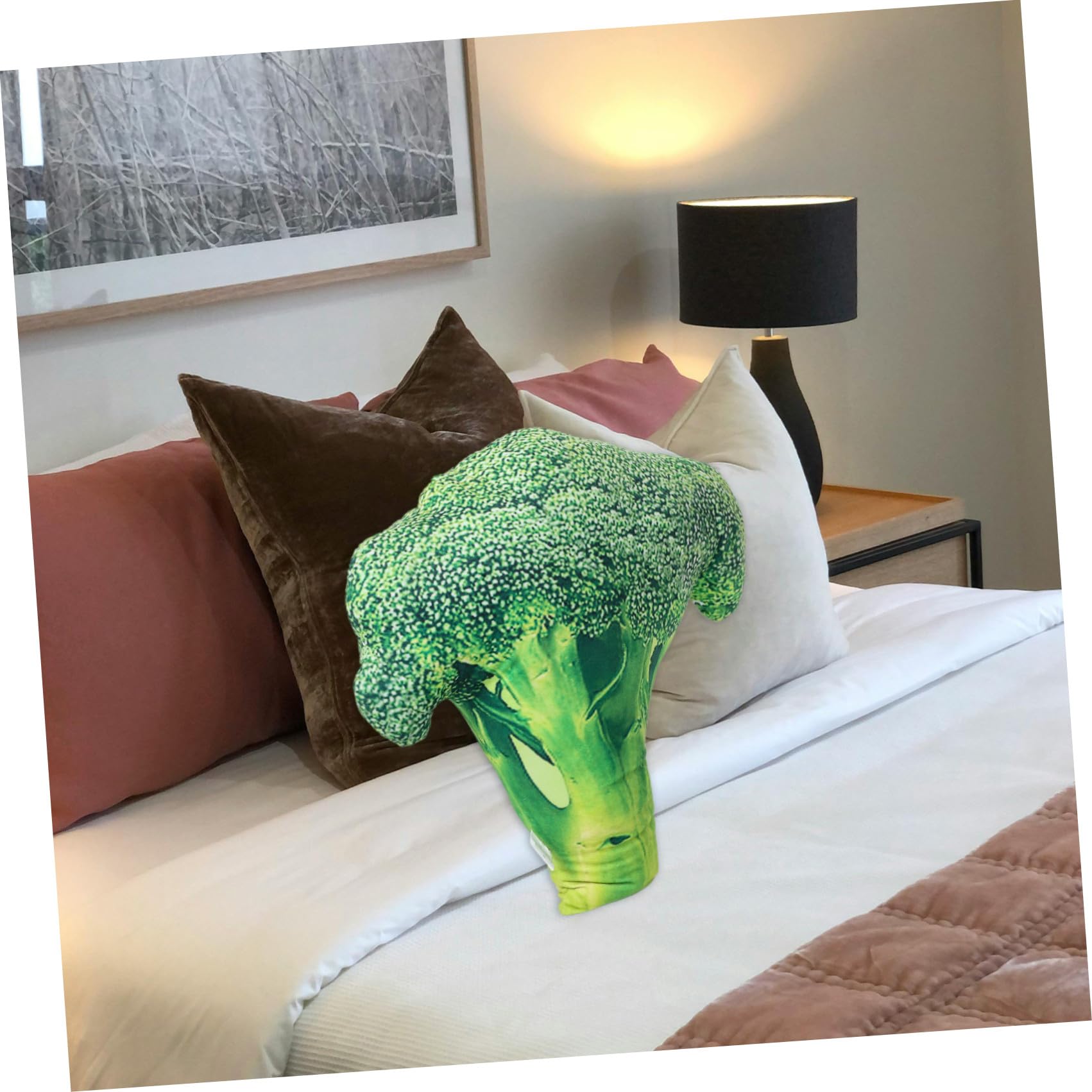 TOYANDONA Cuscino Vegetale a Forma di Broccoli Morbido e Realistico per Divano e Letto, Peluche Simpatica Decorazione per Casa, Sicuro per Bambini e Adulti, Resistente e Soffice