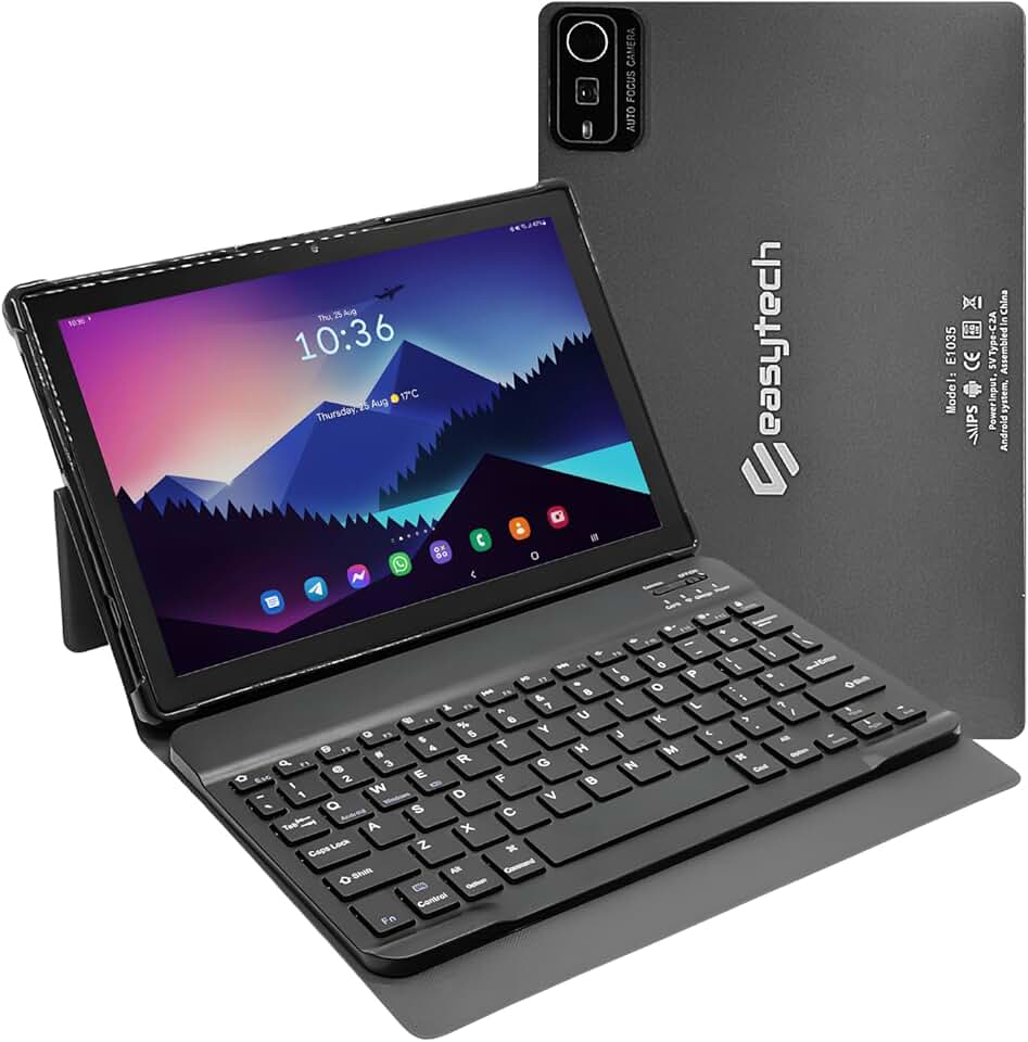 Tablet E1035 10.1" Tela IPS 128GB/ 6GB RAM Bateria 6000mAh, Octa Core, Dual Chip com Capa e Teclado para Estudos e Trabalho - Cinza