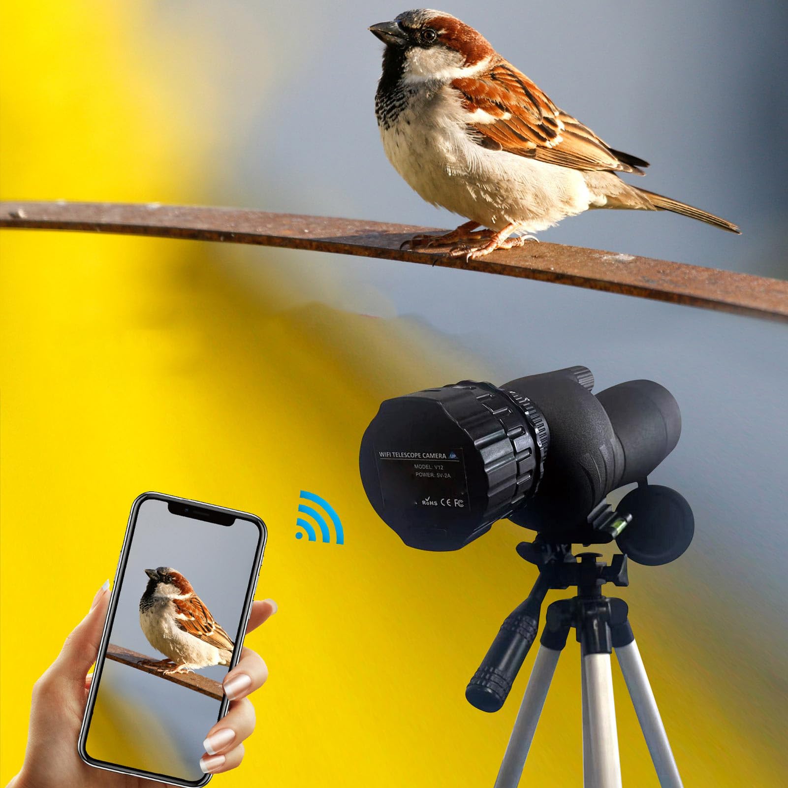 Generic Ocular Electrónico WiFi de Alta Definición 2K, Cámara de 4MP para Observación Planetaria y Observación de Aves