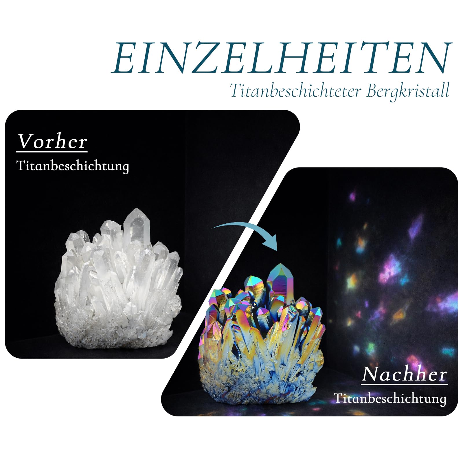 Nupuyai Titanium Coated Bergkristall Druse Rohstein unregelmäßige Kristall Cluster Quarz Geode Edelstein für Reiki Feng Shui Deko