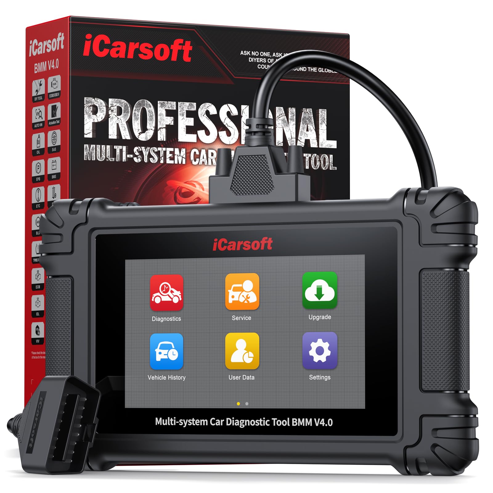 iCarsoft BMM V4.0 Bidirektionales Scan-Werkzeug für BMW/MINI/Rolls Royce Vollsystem-Diagnosegerät 14+ Reset-Service, OBD2-Scanner, Auto-VIN, 2 zusätzliche Marken erhältlich, lebenslanges kostenloses
