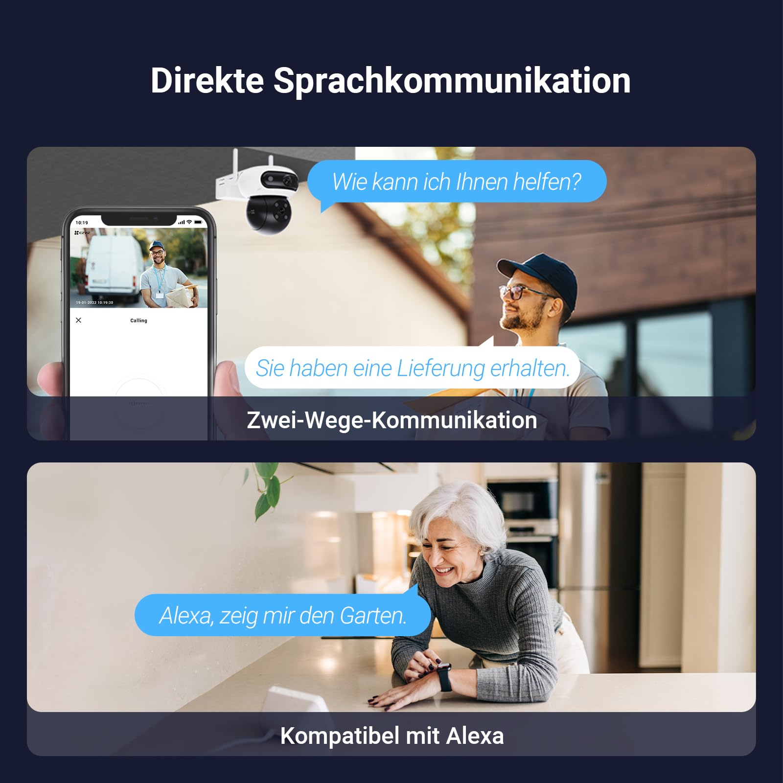 EZVIZ 3K+3K Akku Überwachungskamera Aussen mit 8W Solarpanel CB90 Dual | Dual-Objektiv, 10400mAh Batterie, Auto-Tracking, Farbnachtsicht, Personen/Fahrzeugerkennung, Zwei-Wege-Audio, Ohne Abo