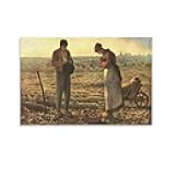 Jean Francois Millet Canvas Painting Wall Art Poster The Angelus Artworks Picture Print Poster Wall Art Painting Canvas Gift Decor Home Posters Decorative 16x24inch(40x60cm)