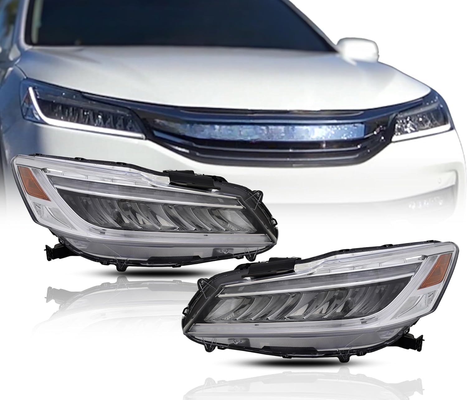 Replacement For Honda 2016-2017 Accord Sedan Touring CAPA Certified LED Headlight Assembly included Bulbs With LED DRL Right/Passenger Side HO2503174 / 33100-T2A-A33