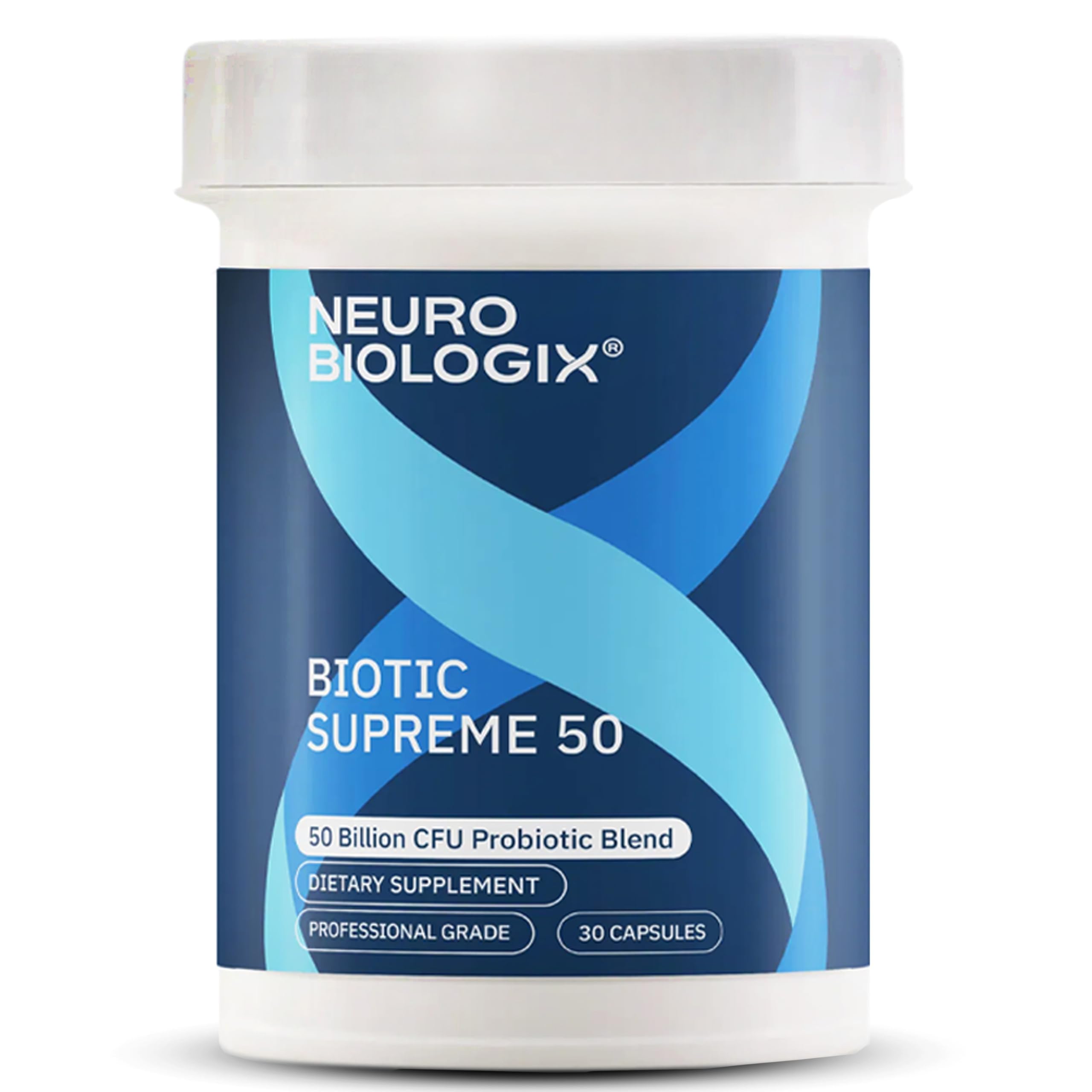 Biotic Supreme 50, 50 Billion CFU Probiotics with SunFiber Prebiotic, Gut Flora & Digestive, Immune & GI Balance Support, Probiotic Supplement for Men & Women, Gluten Free, 30 Capsules